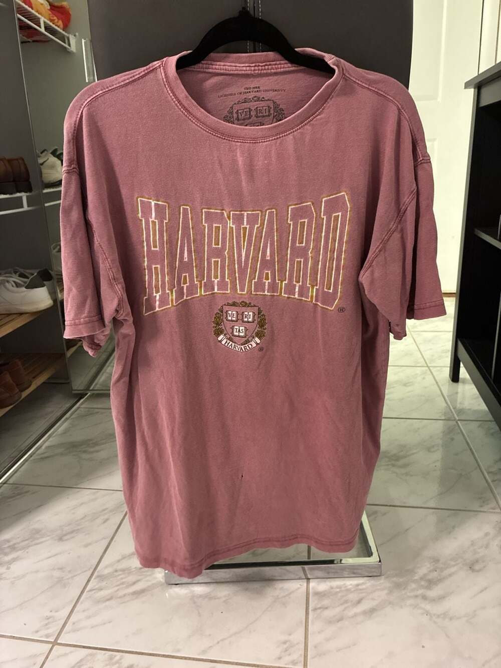Official Harvard University Crest Washed Pink Graphic T-Shirt